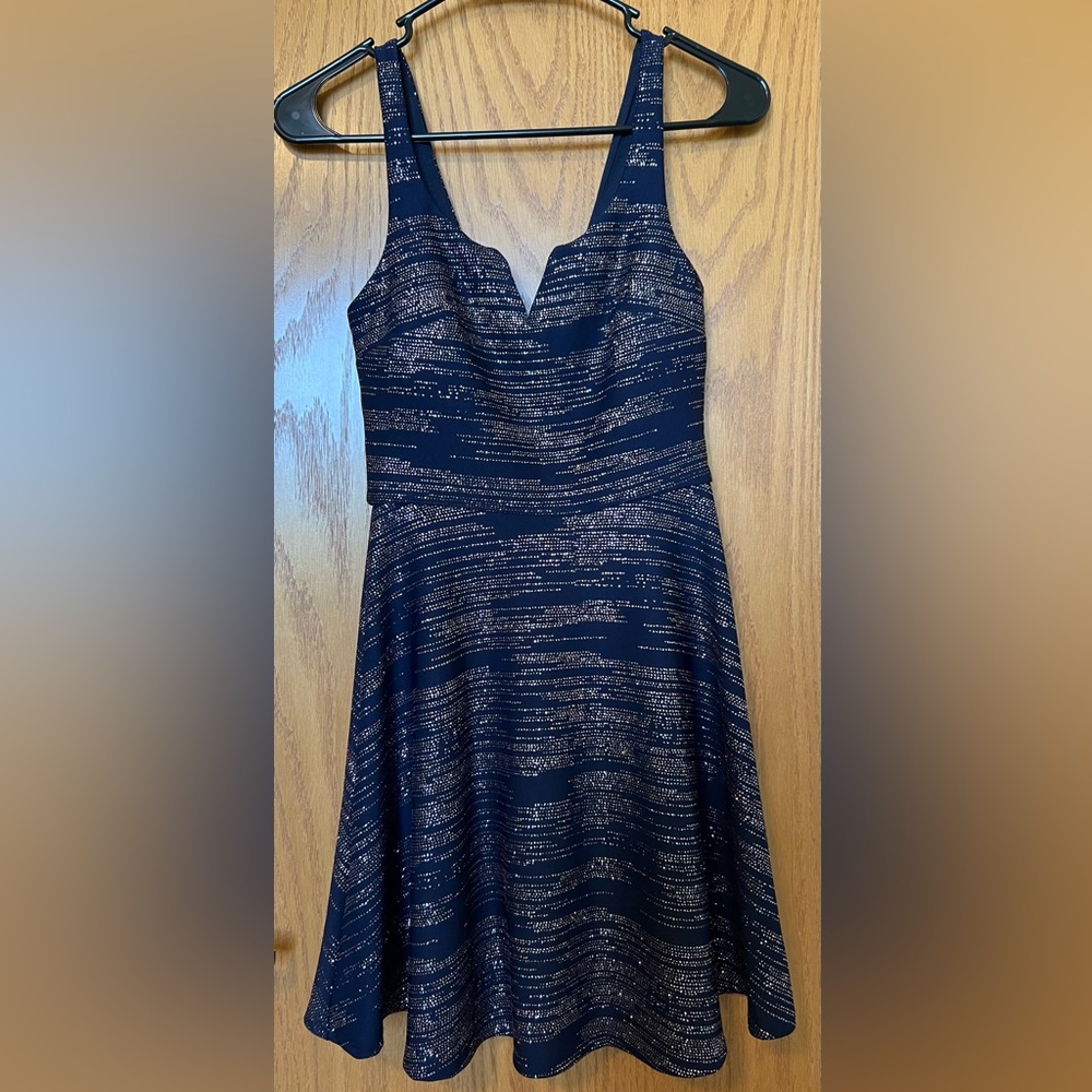 Navy Blue Gold Glam Dress
